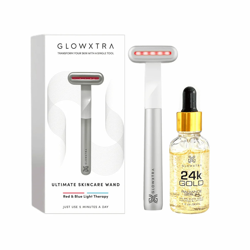 Dual Light Skincare Wand & 24K Gold Serum Kit – Glowxtra Skincare