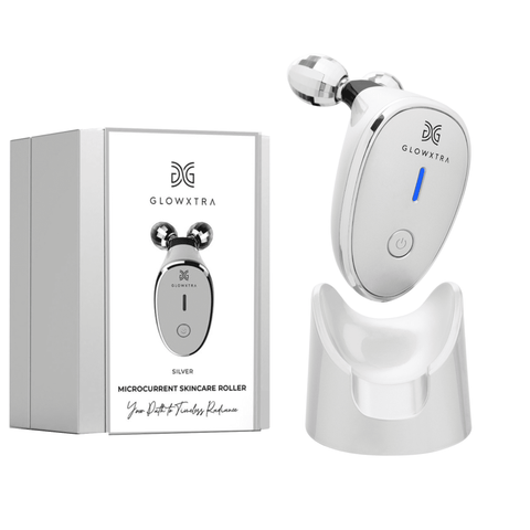 GlowXtra Microcurrent Facial Roller - Silver Color - Featured Image