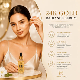 woman applies the serum and benefits description