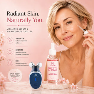 Microcurrent Sculpting Roller + 30% Vitamin C Pretty in Pink Serum Set
