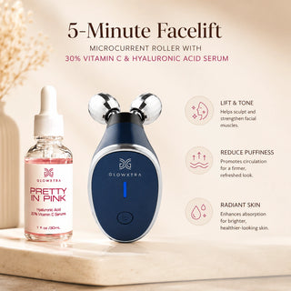 Microcurrent Sculpting Roller + 30% Vitamin C Pretty in Pink Serum Set