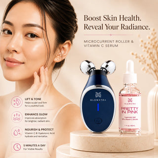 Microcurrent Sculpting Roller + 30% Vitamin C Pretty in Pink Serum Set