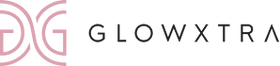 GlowXtra logo with pink and white text on a black background