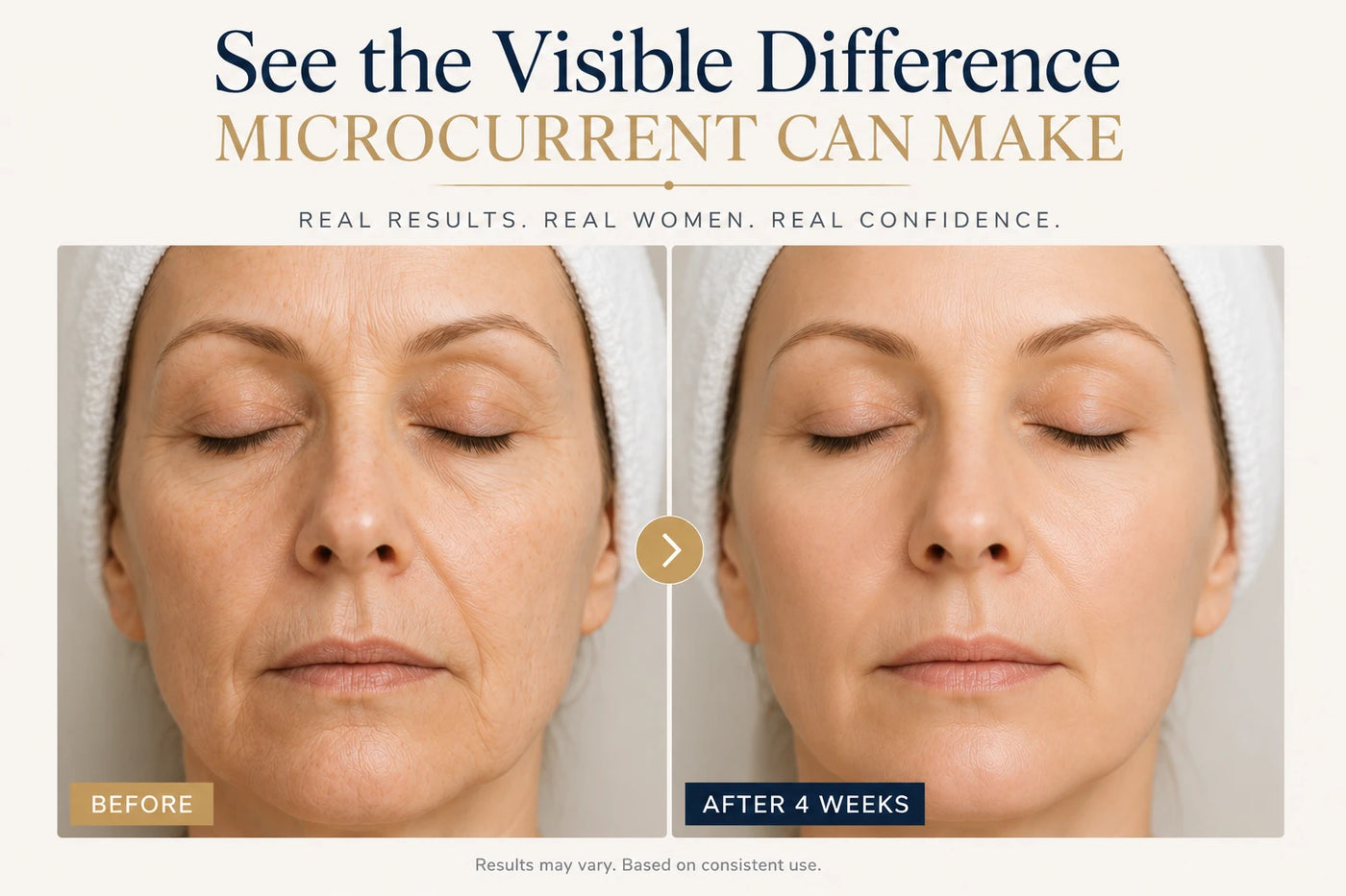 Featured-in logos and visible difference before-and-after image
