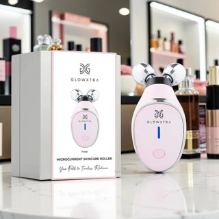 Glowxtra skincare roller with packaging display at Nordstrom department store counter